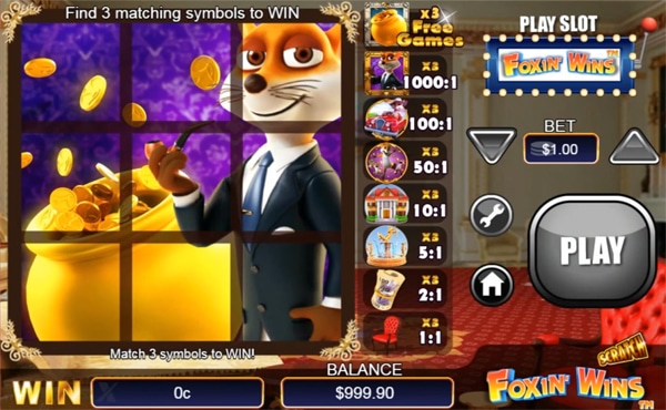 foxin wins scratch card game play